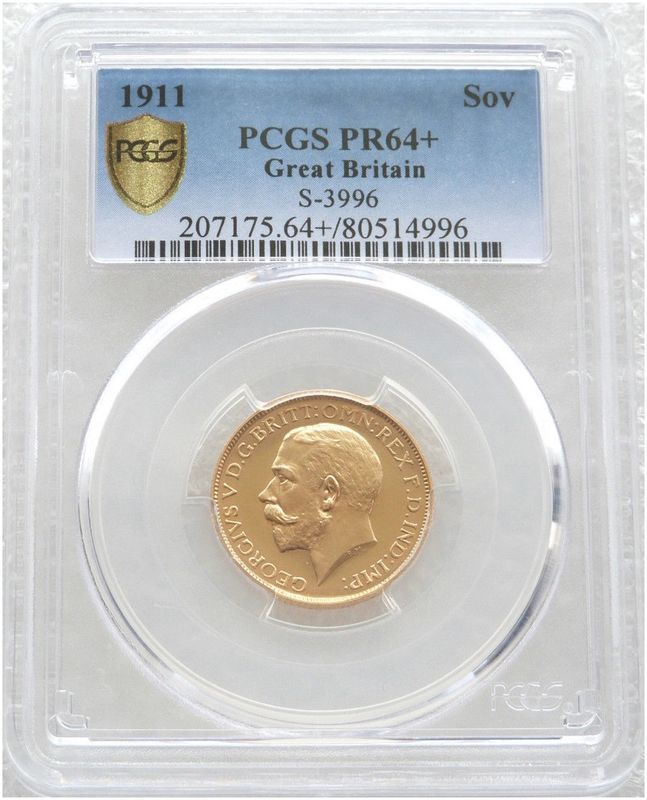 1911 George V Coronation Full Sovereign Gold Proof Coin PCGS PR64+ 1911 George V Coronation Full Sovereign Gold Proof Coin PCGS PR64+