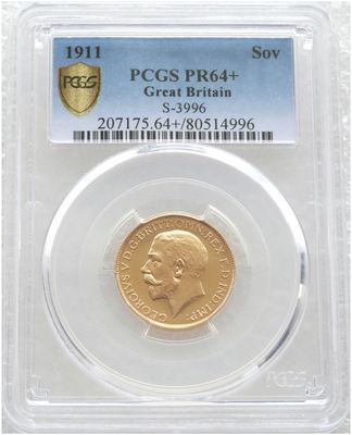 1911 George V Coronation Full Sovereign Gold Proof Coin PCGS PR64+ 1911 George V Coronation Full Sovereign Gold Proof Coin PCGS PR64+
