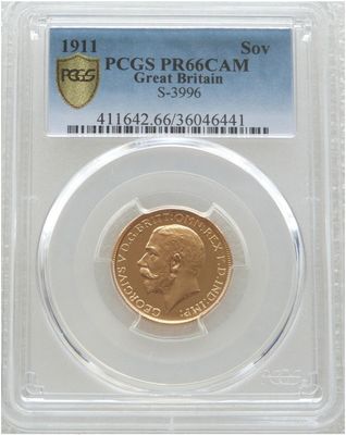 1911 George V Coronation Full Sovereign Gold Proof Coin PCGS PR66 CAM 1911 George V Coronation Full Sovereign Gold Proof Coin PCGS PR66 CAM