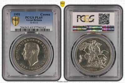 1951 George VI St George and the Dragon 5 Shilling Proof-Like Crown Coin PCGS PL65 1951 George VI St George and the Dragon 5 Shilling Proof-Like Crown Coin PCGS PL65