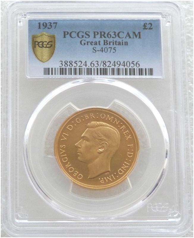 1937 George VI Coronation £2 Double Sovereign Gold Proof Coin PCGS PR63 CAM 1937 George VI Coronation £2 Double Sovereign Gold Proof Coin PCGS PR63 CAM