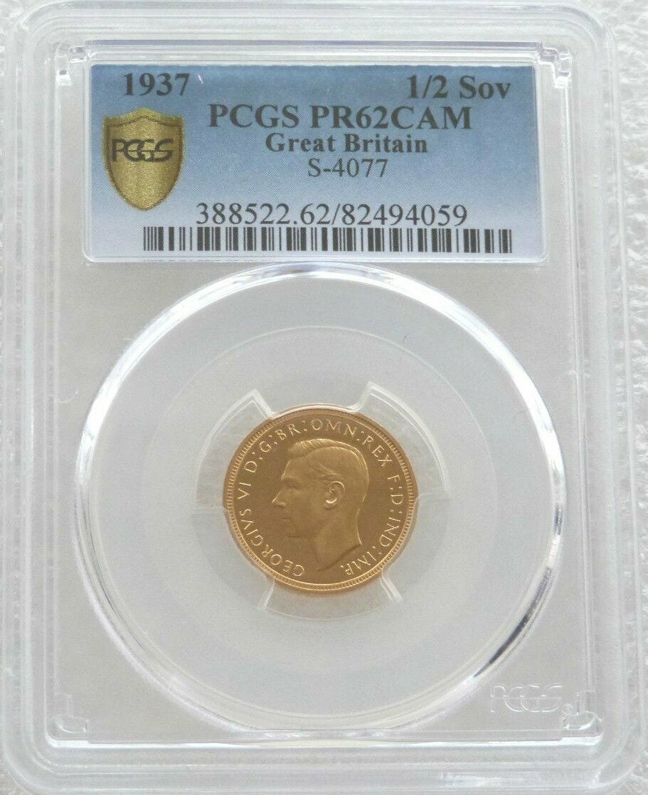1937 George VI Coronation Half Sovereign Gold Proof Coin PCGS PR62 CAM 1937 George VI Coronation Half Sovereign Gold Proof Coin PCGS PR62 CAM