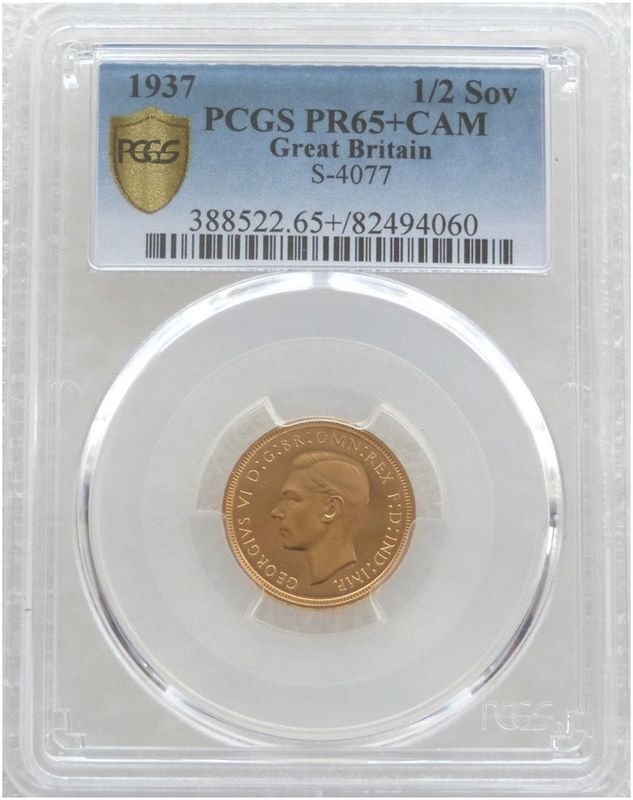 1937 George VI Coronation Half Sovereign Gold Proof Coin PCGS PR65+ CAM 1937 George VI Coronation Half Sovereign Gold Proof Coin PCGS PR65+ CAM
