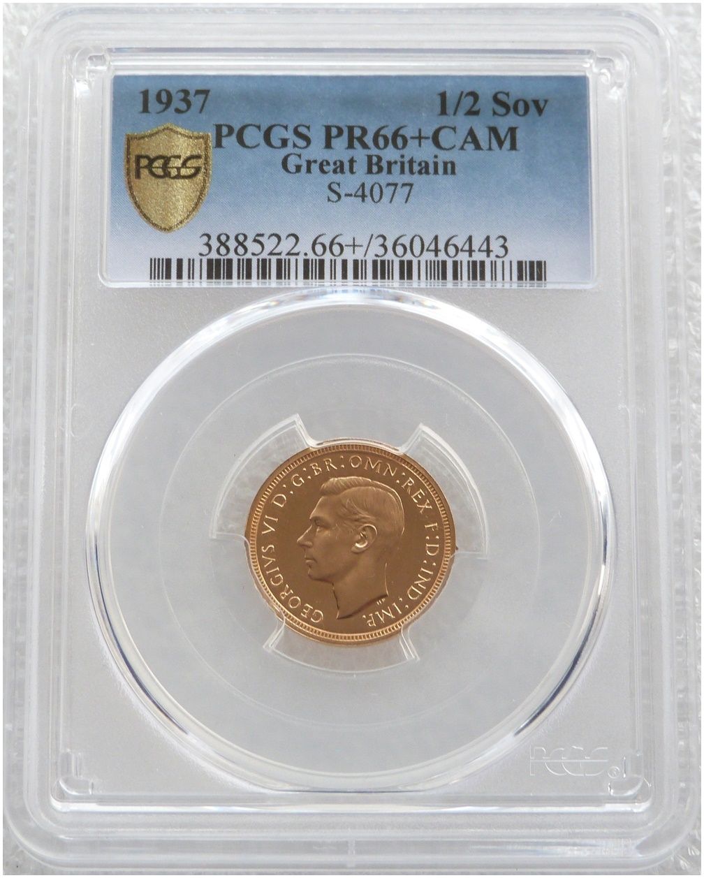 1937 George VI Coronation Half Sovereign Gold Proof Coin PCGS PR66+ CAM 1937 George VI Coronation Half Sovereign Gold Proof Coin PCGS PR66+ CAM