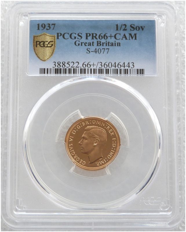1937 George VI Coronation Half Sovereign Gold Proof Coin PCGS PR66+ CAM 1937 George VI Coronation Half Sovereign Gold Proof Coin PCGS PR66+ CAM