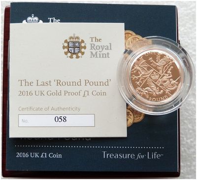 2016 Last Round Pound £1 Gold Proof Coin Box Coa - Mintage 499 2016 Last Round Pound £1 Gold Proof Coin Box Coa - Mintage 499