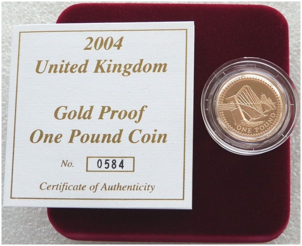 2004 Forth Railway Bridge £1 Gold Proof Coin Box Coa 2004 Forth Railway Bridge £1 Gold Proof Coin Box Coa