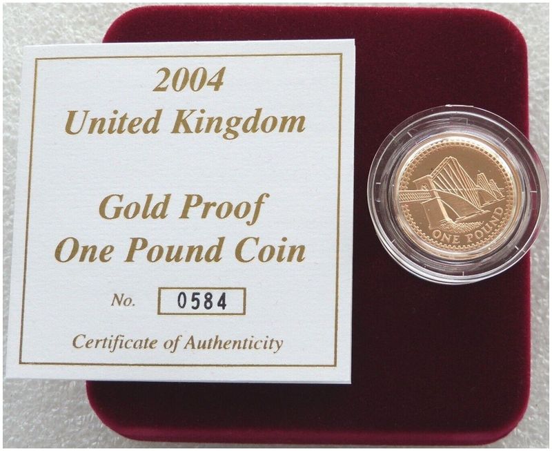 2004 Forth Railway Bridge £1 Gold Proof Coin Box Coa 2004 Forth Railway Bridge £1 Gold Proof Coin Box Coa