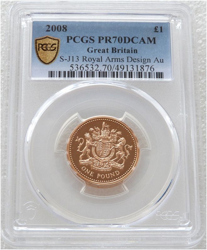 2008 Royal Arms £1 Gold Proof Coin PCGS PR70 DCAM