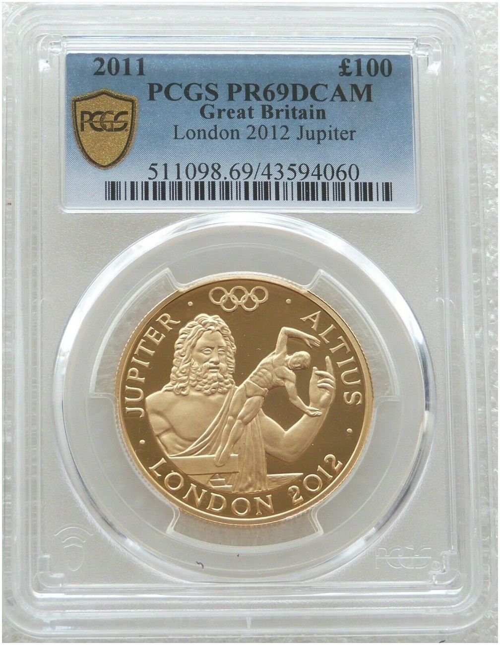 2011 Olympic Games Higher Jupiter £100 Gold Proof 1oz Coin PCGS PR69 DCAM 2011 Olympic Games Higher Jupiter £100 Gold Proof 1oz Coin PCGS PR69 DCAM