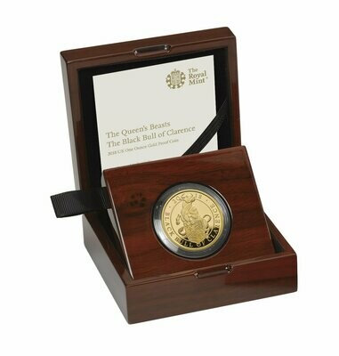 2018 Queen's Beasts Black Bull of Clarence £100 Gold Proof 1oz Coin Box Coa 2018 Queen's Beasts Black Bull of Clarence £100 Gold Proof 1oz Coin Box Coa