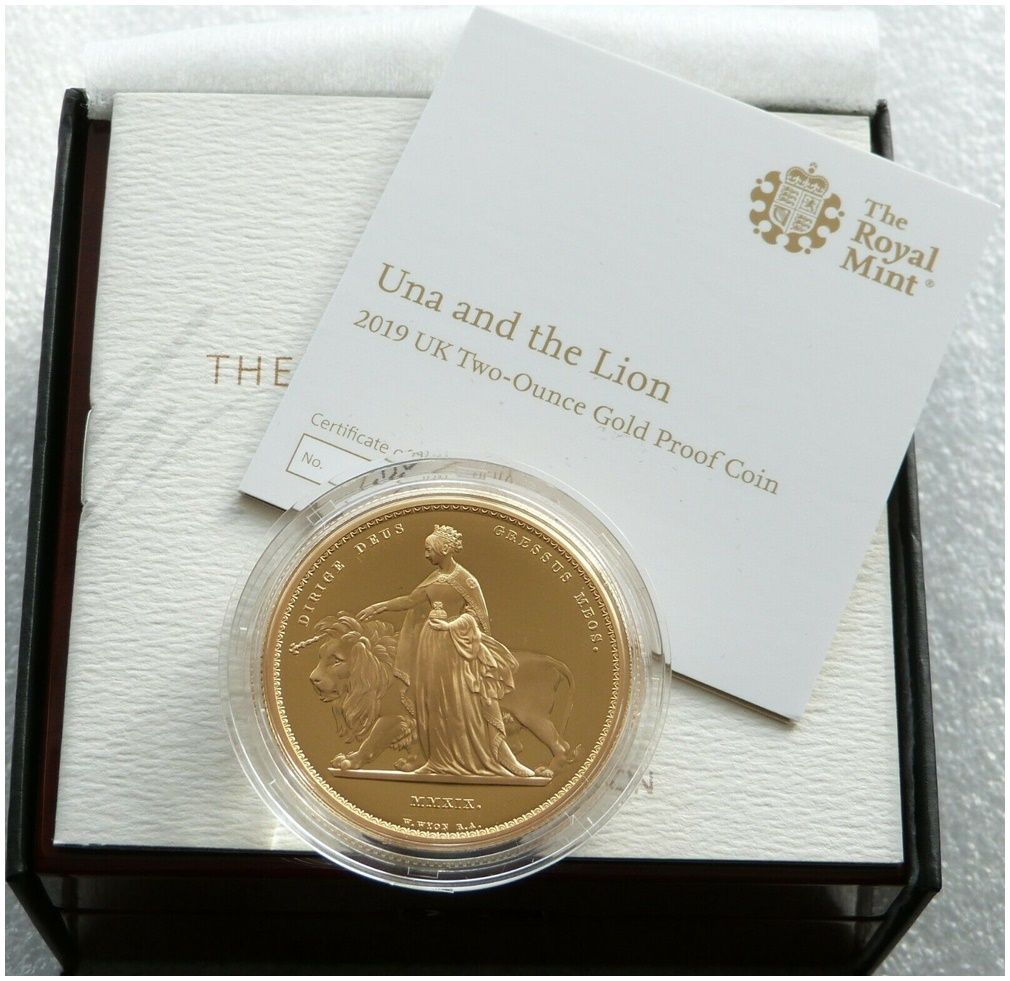 2019 Great Engravers Una and the Lion £200 Gold Proof 2oz Coin Box Coa 2019 Great Engravers Una and the Lion £200 Gold Proof 2oz Coin Box Coa