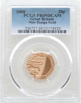 2008 Royal Shield of Arms 20p Gold Proof Coin PCGS PR69 DCAM