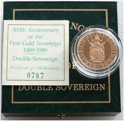 1989 Tudor Rose £2 Double Sovereign Gold Proof Coin Box Coa
