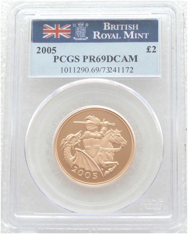 2005 St George and the Dragon £2 Double Sovereign Gold Proof Coin PCGS PR69 DCAM