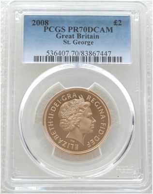 2008 St George and the Dragon £2 Double Sovereign Gold Proof Coin PCGS PR70 DCAM