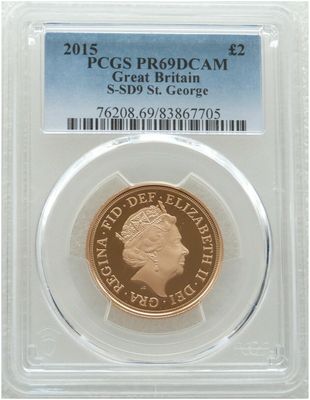 2015 St George and the Dragon £2 Double Sovereign Gold Proof Coin PCGS PR69 DCAM - Fifth Portrait