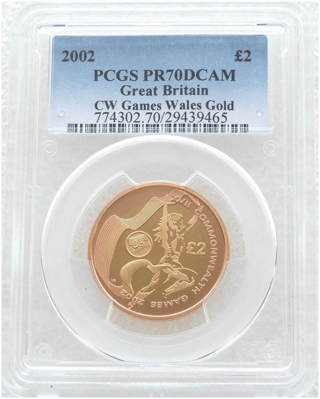 2002 Commonwealth Games Wales £2 Gold Proof Coin PCGS PR70 DCAM 2002 Commonwealth Games Wales £2 Gold Proof Coin PCGS PR70 DCAM