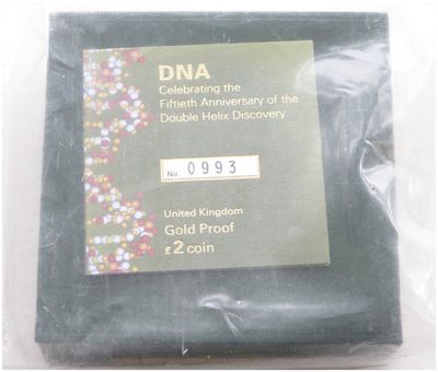 2003 DNA Double Helix £2 Gold Proof Coin Box Coa Sealed 2003 DNA Double Helix £2 Gold Proof Coin Box Coa Sealed