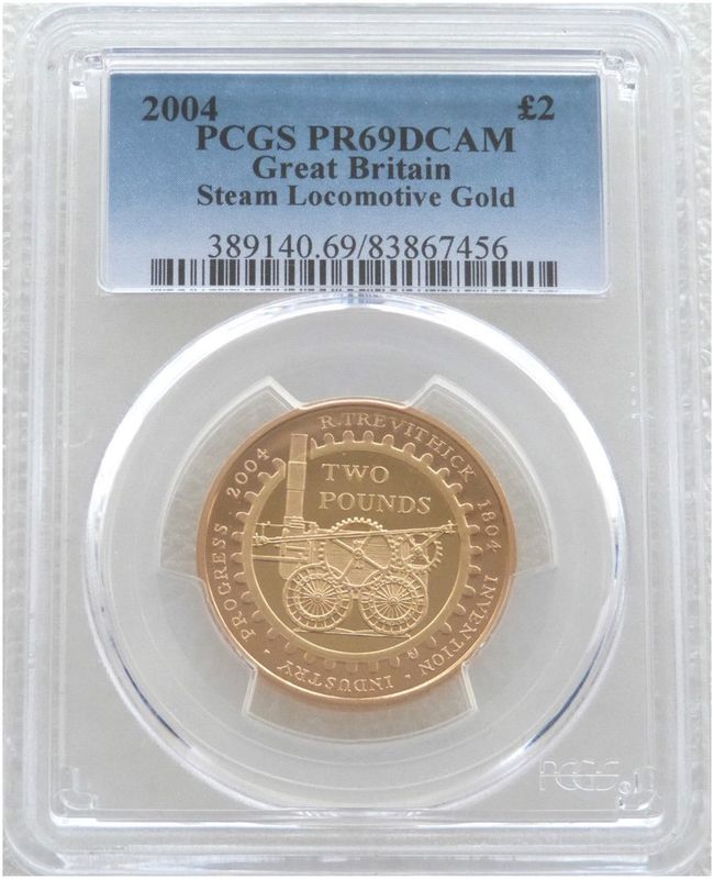 2004 Trevithick Steam Locomotive £2 Gold Proof Coin PCGS PR69 DCAM