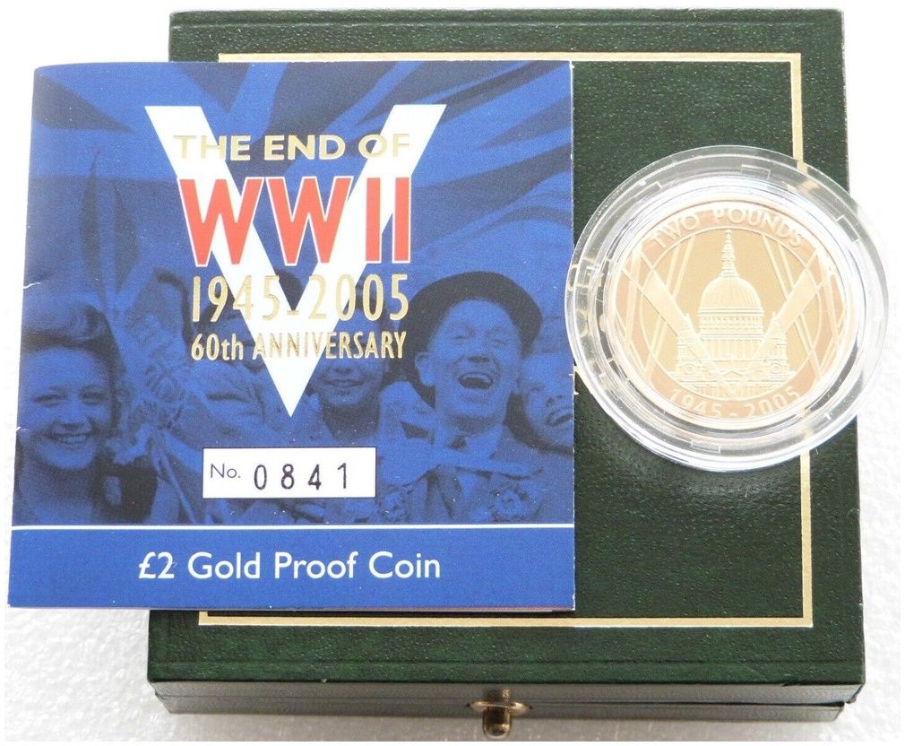 2005 End of Second World War £2 Gold Proof Coin Box Coa 2005 End of Second World War £2 Gold Proof Coin Box Coa