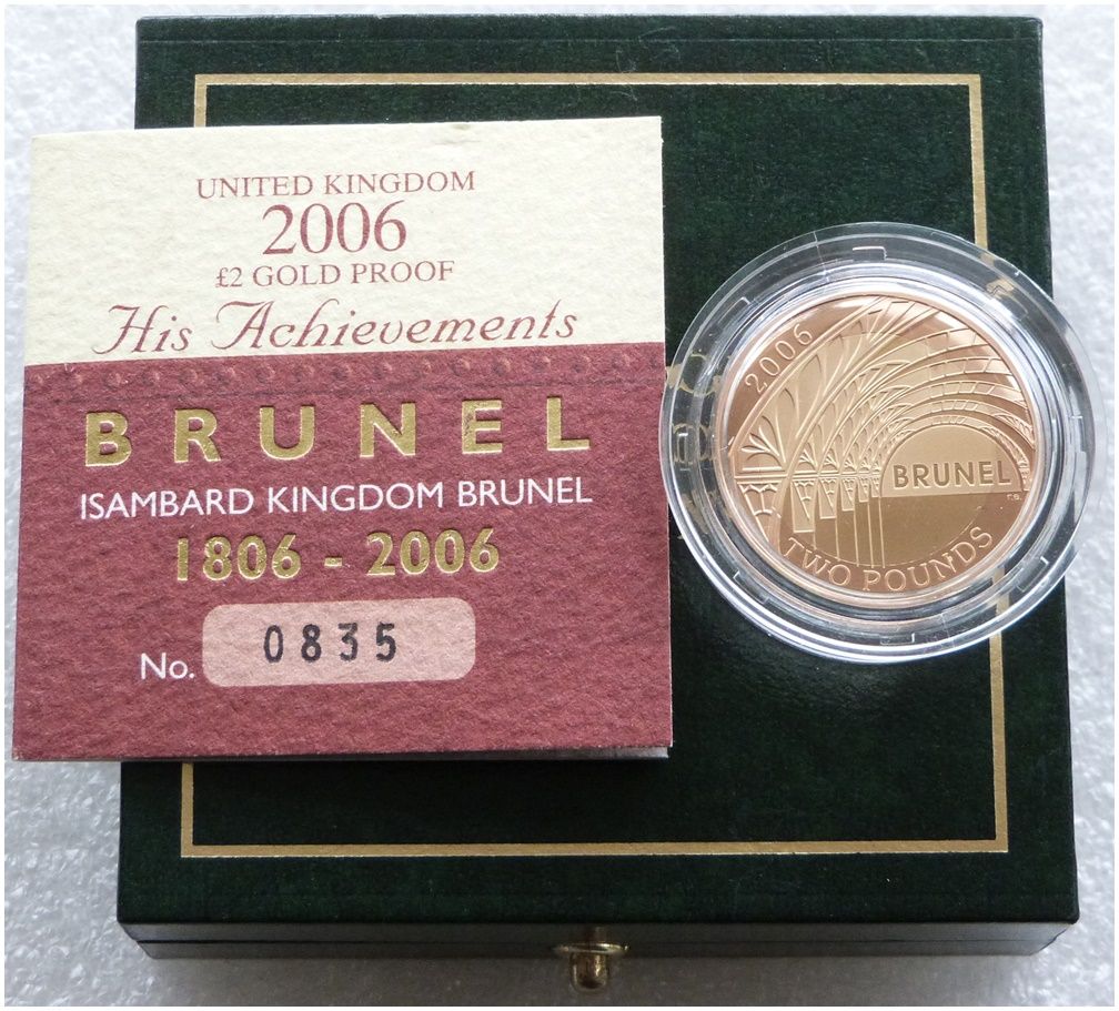 2006 Isambard Brunel His Achievements £2 Gold Proof Coin Box Coa 2006 Isambard Brunel His Achievements £2 Gold Proof Coin Box Coa