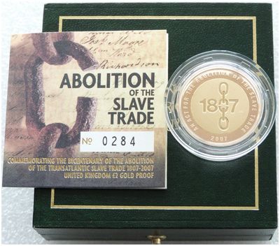 2007 Abolition of the Slave Trade £2 Gold Proof Coin Box Coa 2007 Abolition of the Slave Trade £2 Gold Proof Coin Box Coa