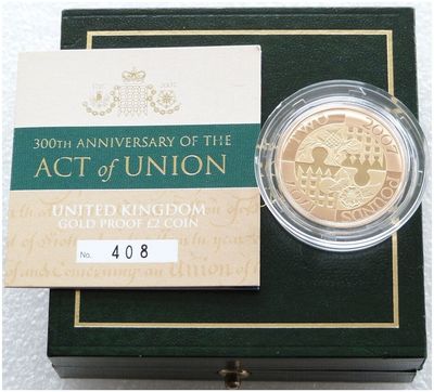 2007 Act of Union £2 Gold Proof Coin Box Coa 2007 Act of Union £2 Gold Proof Coin Box Coa