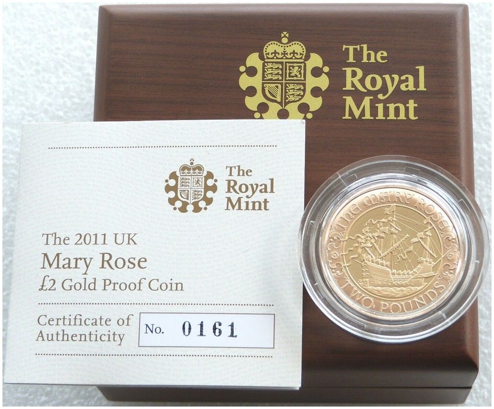 2011 Mary Rose £2 Gold Proof Coin Box Coa - Mintage 692 2011 Mary Rose £2 Gold Proof Coin Box Coa - Mintage 692
