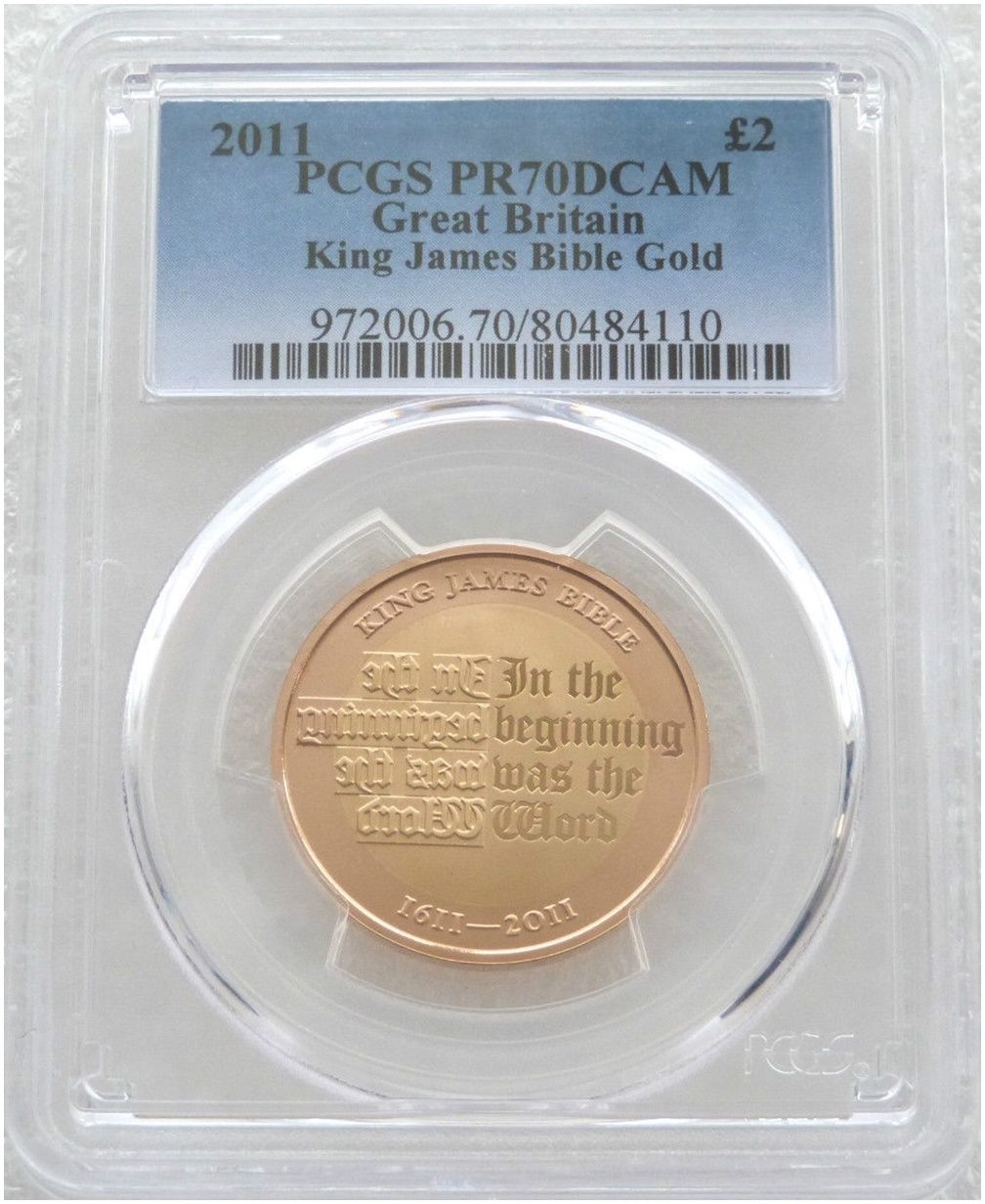 2011 King James Bible £2 Gold Proof Coin PCGS PR70 DCAM - Mintage 355 2011 King James Bible £2 Gold Proof Coin PCGS PR70 DCAM - Mintage 355
