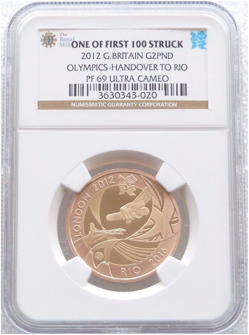 2012 London Olympic Games Handover to Rio £2 Gold Proof Coin NGC PF69 UC 2012 London Olympic Games Handover to Rio £2 Gold Proof Coin NGC PF69 UC