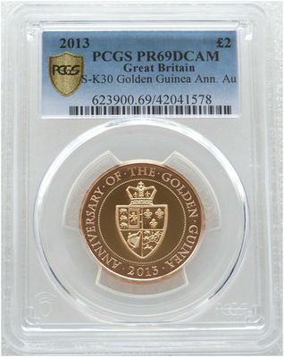 2013 Spade Guinea £2 Gold Proof Coin PCGS PR69 DCAM 2013 Spade Guinea £2 Gold Proof Coin PCGS PR69 DCAM
