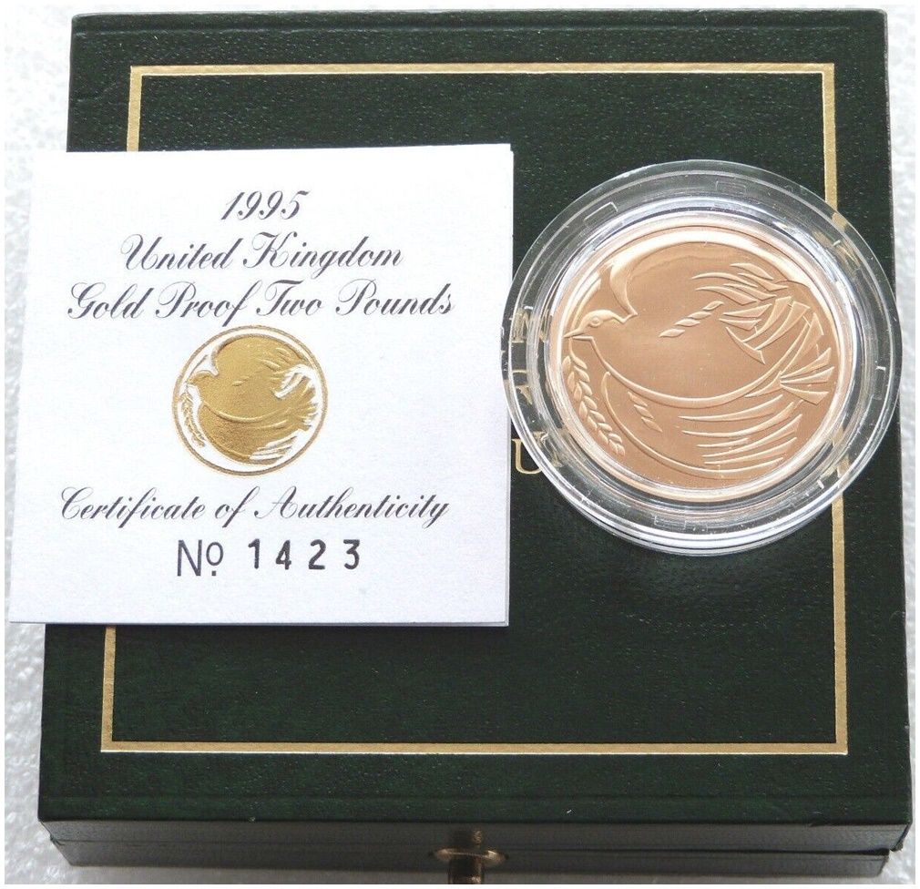 1995 End of Second World War Dove £2 Gold Proof Coin Box Coa