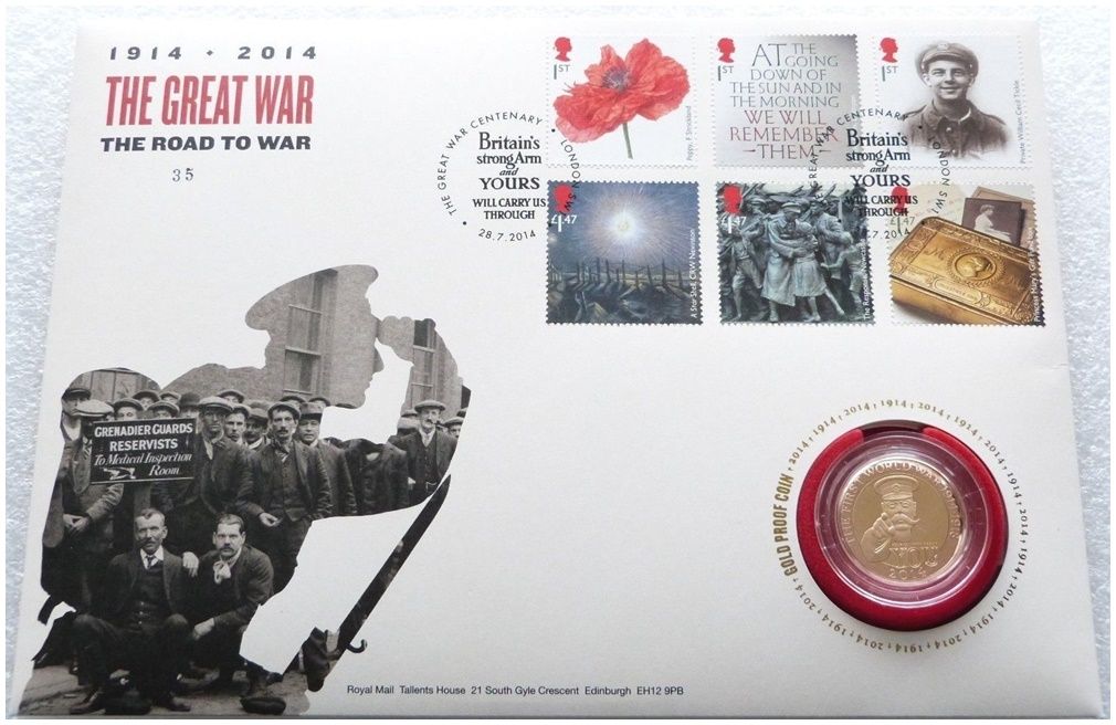 2014 First World War Outbreak Kitchener £2 Gold Proof Coin First Day Cover 2014 First World War Outbreak Kitchener £2 Gold Proof Coin First Day Cover