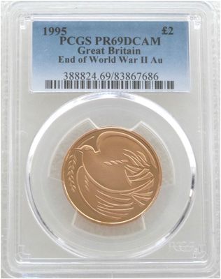 1995 End of Second World War Dove £2 Gold Proof Coin PCGS PR69 DCAM