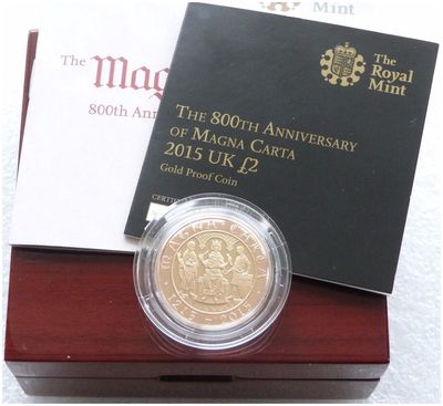 2015 Magna Carta £2 Gold Proof Coin Box Coa 2015 Magna Carta £2 Gold Proof Coin Box Coa