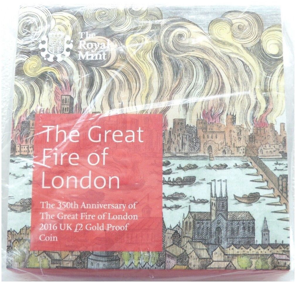 2016 Great Fire of London £2 Gold Proof Coin Box Coa Sealed - Mintage 259 2016 Great Fire of London £2 Gold Proof Coin Box Coa Sealed - Mintage 259