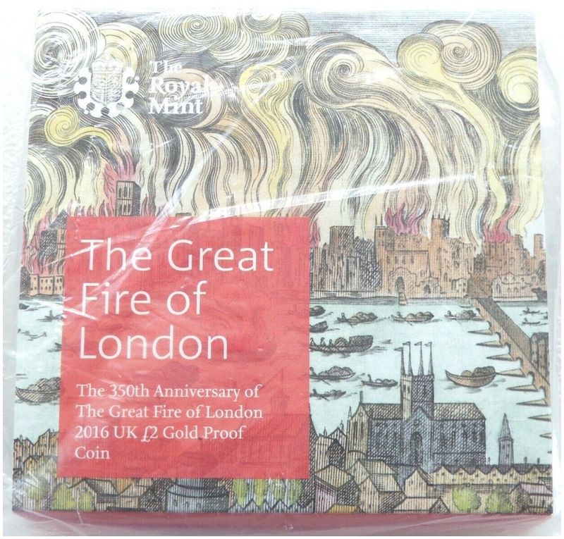 2016 Great Fire of London £2 Gold Proof Coin Box Coa Sealed - Mintage 259 2016 Great Fire of London £2 Gold Proof Coin Box Coa Sealed - Mintage 259