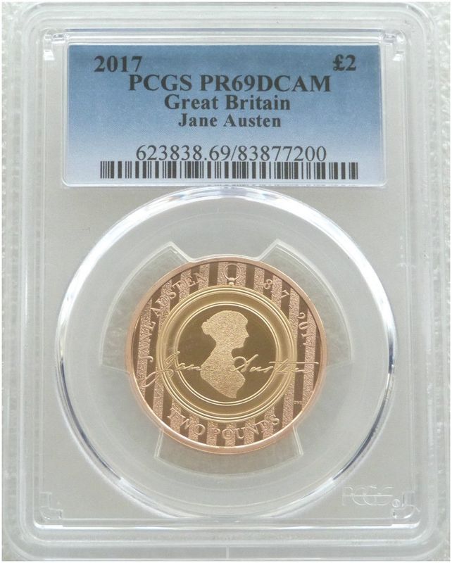2017 Jane Austen £2 Gold Proof Coin PCGS PR69 DCAM