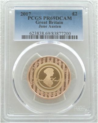 2017 Jane Austen £2 Gold Proof Coin PCGS PR69 DCAM