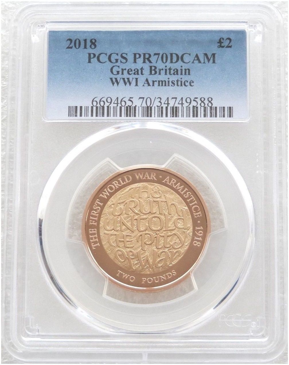 2018 First World War Armistice £2 Gold Proof Coin PCGS PR70 DCAM 2018 First World War Armistice £2 Gold Proof Coin PCGS PR70 DCAM