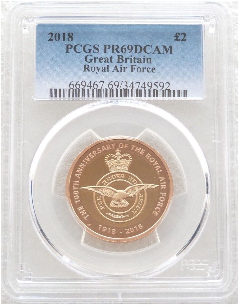 2018 Royal Air Force RAF Emblem £2 Gold Proof Coin PCGS PR69 DCAM 2018 Royal Air Force RAF Emblem £2 Gold Proof Coin PCGS PR69 DCAM