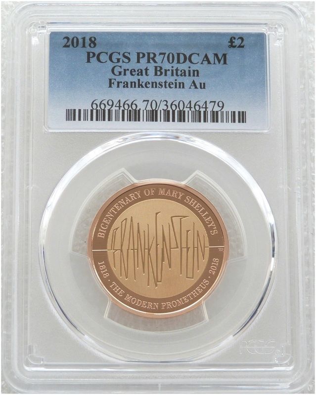 2018 Mary Shelley Frankenstein £2 Gold Proof Coin PCGS PR70 DCAM 2018 Mary Shelley Frankenstein £2 Gold Proof Coin PCGS PR70 DCAM