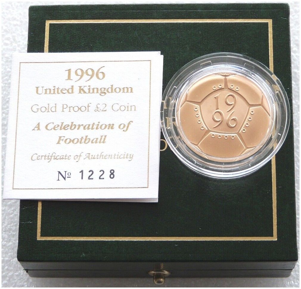 1996 Celebration of Football £2 Gold Proof Coin Box Coa 1996 Celebration of Football £2 Gold Proof Coin Box Coa