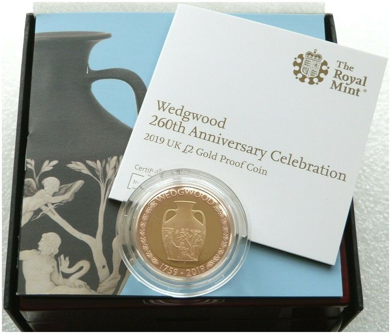 2019 Formation of Wedgwood £2 Gold Proof Coin Box Coa 2019 Formation of Wedgwood £2 Gold Proof Coin Box Coa