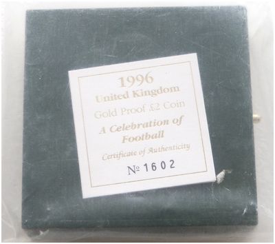1996 Celebration of Football £2 Gold Proof Coin Box Coa Sealed 1996 Celebration of Football £2 Gold Proof Coin Box Coa Sealed