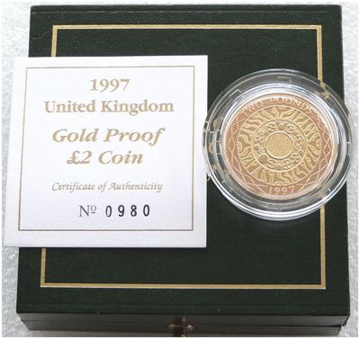 1997 Shoulders of Giants £2 Gold Proof Coin Box Coa