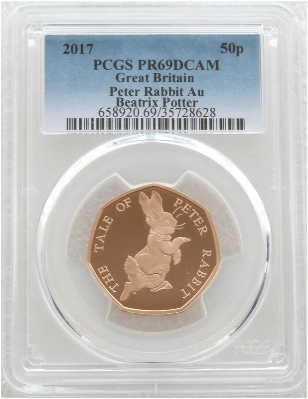 2017 Peter Rabbit 50p Gold Proof Coin PCGS PR69 DCAM 2017 Peter Rabbit 50p Gold Proof Coin PCGS PR69 DCAM