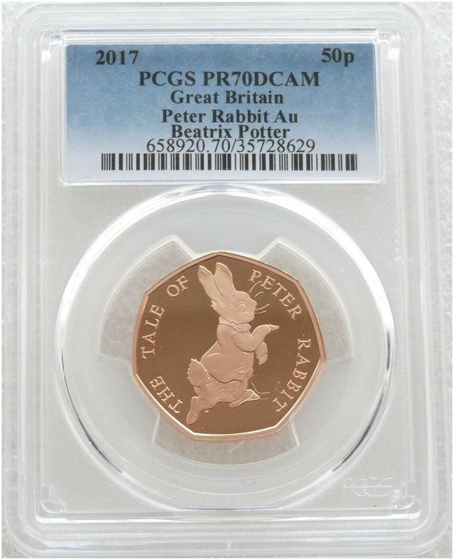 2017 Peter Rabbit 50p Gold Proof Coin PCGS PR70 DCAM 2017 Peter Rabbit 50p Gold Proof Coin PCGS PR70 DCAM