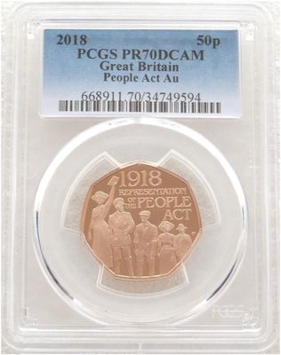 2018 Representation of the People Act 50p Gold Proof Coin PCGS PR70 DCAM 2018 Representation of the People Act 50p Gold Proof Coin PCGS PR70 DCAM